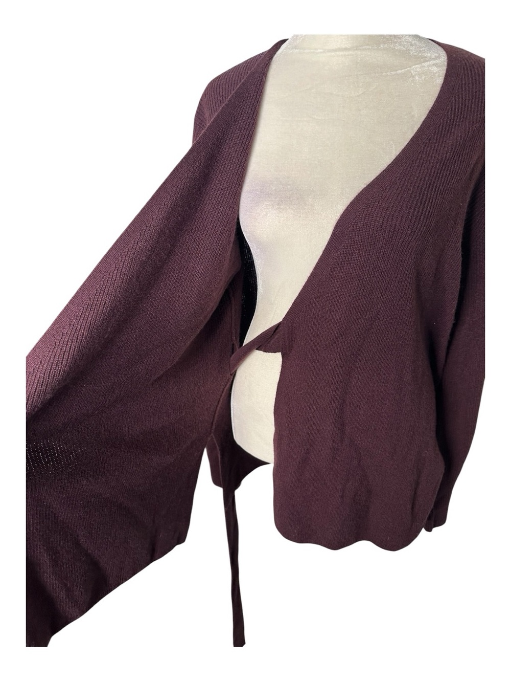 Athleta Alpine Wrap Sweater Size Small Merino Wool Cashmere Burgundy Plum New - Picture 8 of 13